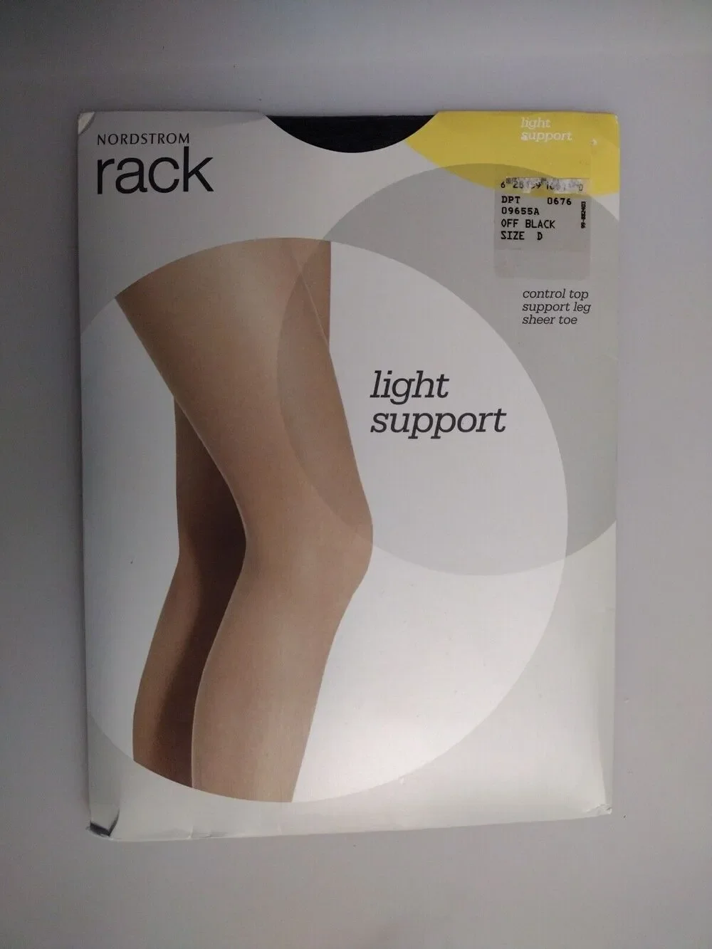 Nordstrom Rack Lt Support Control Top Sheer Pantyhose Off BLK Sz D Stockings